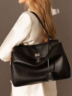 Genuine Leather Convertible Tote - Oversized Shoulder Bag
