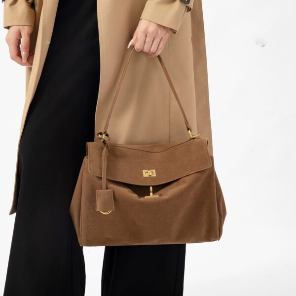 Genuine Leather Convertible Tote - Oversized Shoulder Bag