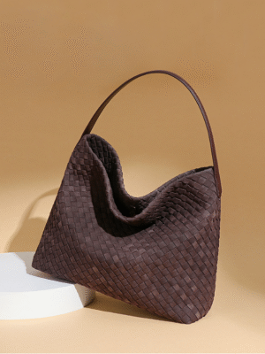 Women's Woven Leather Hobo Bag, Stylish Minimalist Handbag for Everyday Chic
