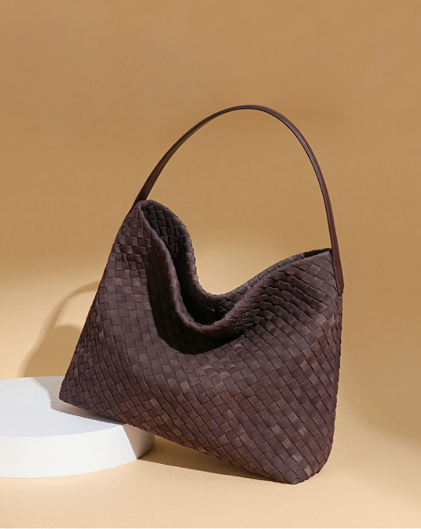 Women's Woven Leather Hobo Bag, Stylish Minimalist Handbag for Everyday Chic