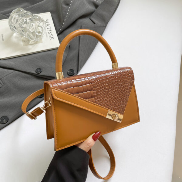 Trendy Color-Block Stone-Pattern Mini Square Bag