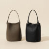 Genuine Leather Bucket Bag - Minimalist Crossbody Purse
