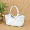 French-inspired Woven Leather Market Tote - Vintage Basket Bag