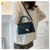 Trendy Color-Block Stone-Pattern Mini Square Bag