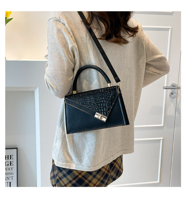 Trendy Color-Block Stone-Pattern Mini Square Bag