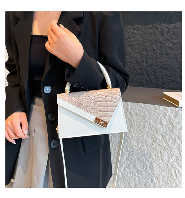 Trendy Color-Block Stone-Pattern Mini Square Bag