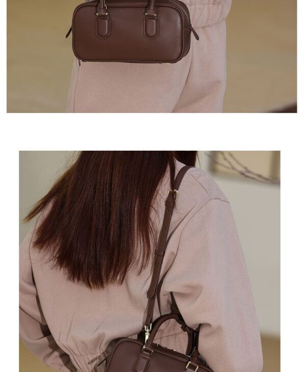 Genuine Leather Boston Pillow Bag - Convertible Crossbody & Top-Handle Purse