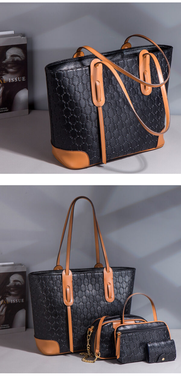 4-in-1 Leather Tote Set: Large Tote, Crossbody, Clutch & Pouch