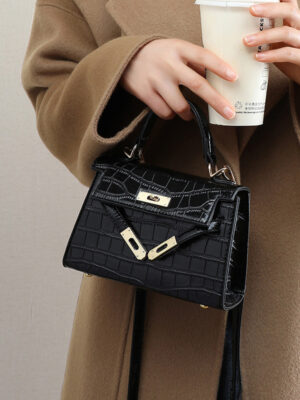 Genuine Leather Mini Square Bag - Convertible Crossbody Purse