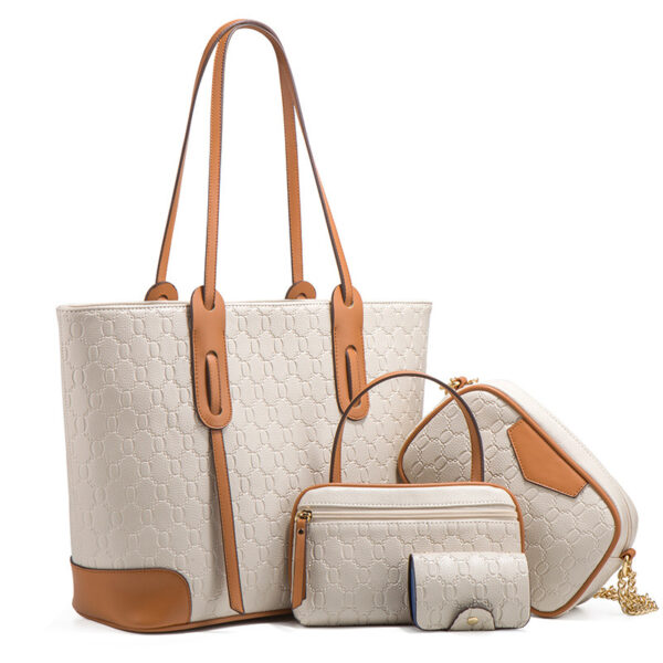 4-in-1 Leather Tote Set: Large Tote, Crossbody, Clutch & Pouch