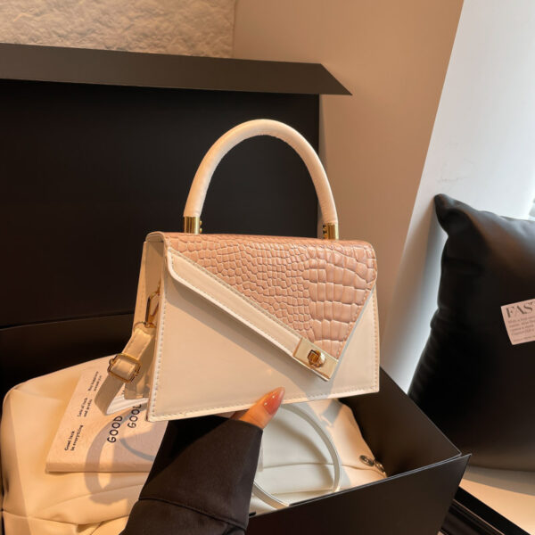 Trendy Color-Block Stone-Pattern Mini Square Bag