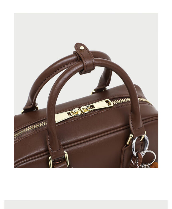 Genuine Leather Boston Pillow Bag - Convertible Crossbody & Top-Handle Purse