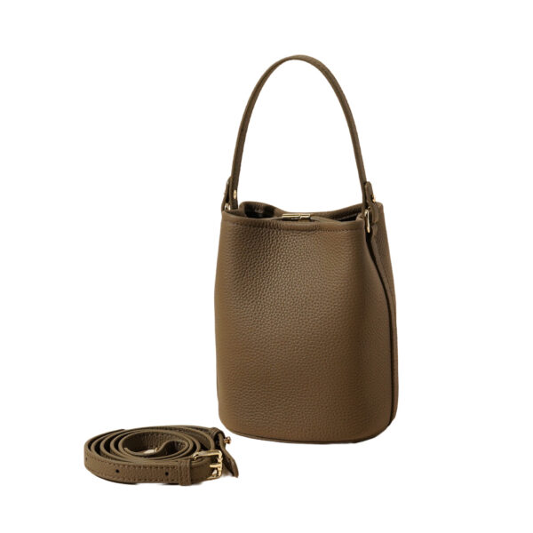 Genuine Leather Bucket Bag - Minimalist Crossbody Purse