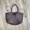 French-inspired Woven Leather Market Tote - Vintage Basket Bag