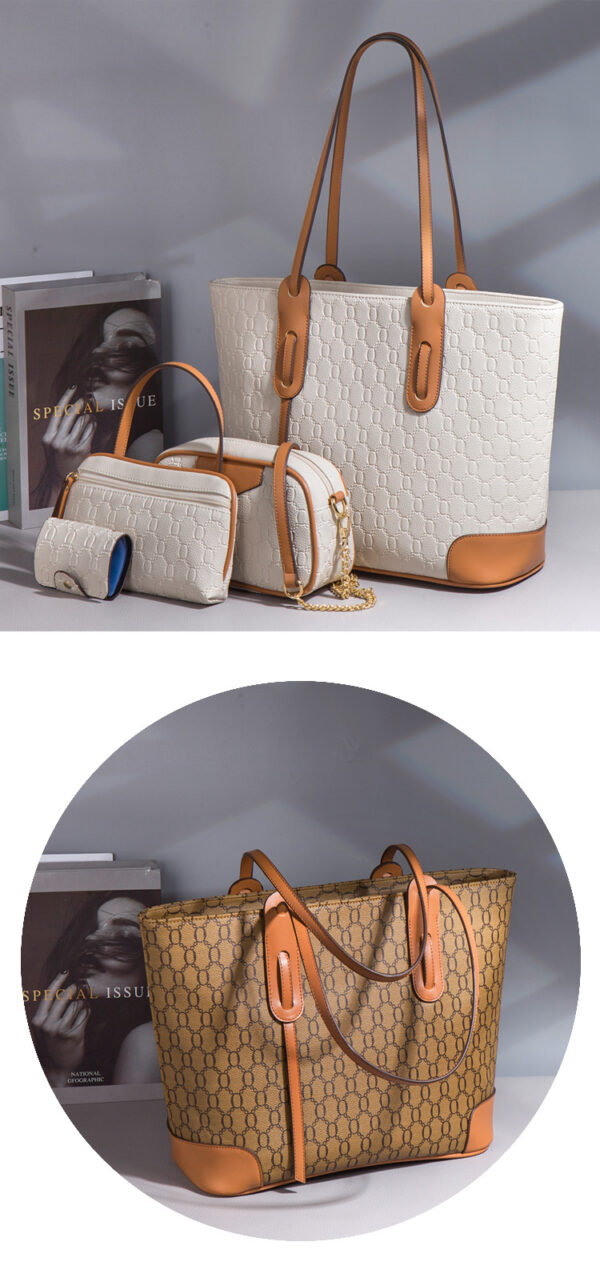 4-in-1 Leather Tote Set: Large Tote, Crossbody, Clutch & Pouch