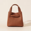 Genuine Leather Lychee-Pattern Basket Bucket Bag