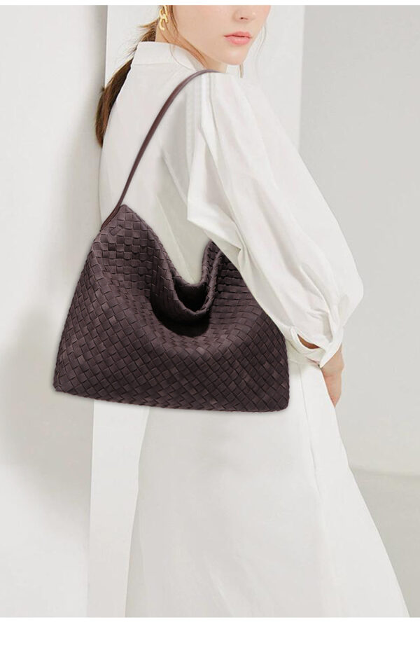 Women's Woven Leather Hobo Bag, Stylish Minimalist Handbag for Everyday Chic