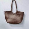 French-inspired Woven Leather Market Tote - Vintage Basket Bag