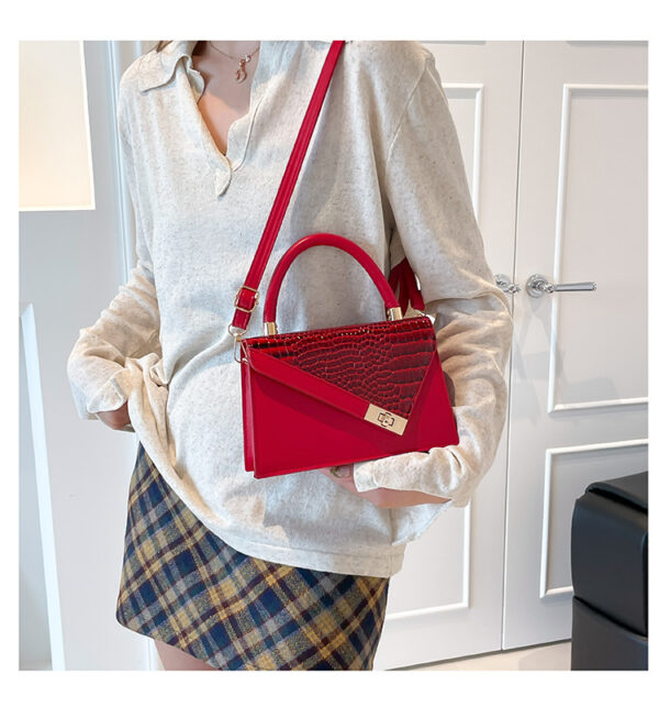 Trendy Color-Block Stone-Pattern Mini Square Bag