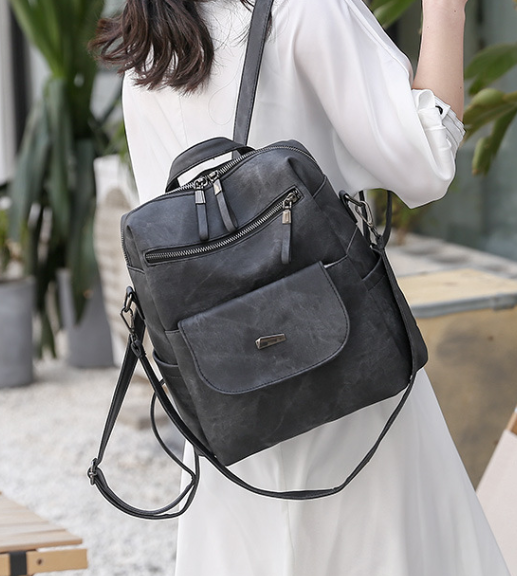 Large Capacity Vegan Leather Daypack