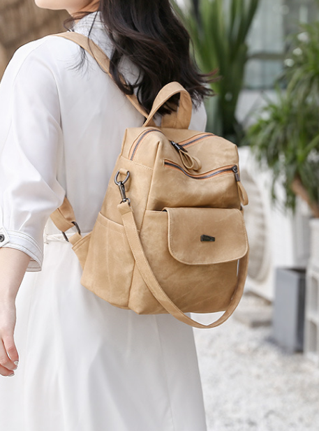 Large Capacity Vegan Leather Daypack