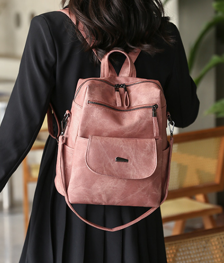 Large Capacity Vegan Leather Daypack