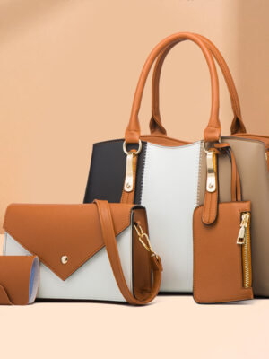 Stylish brown and beige handbag set
