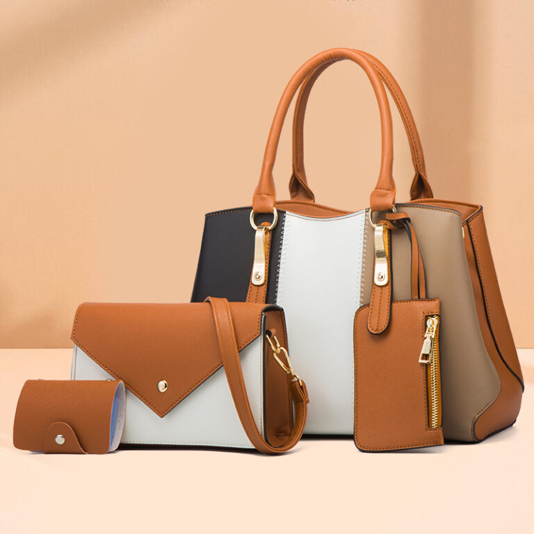 Stylish brown and beige handbag set