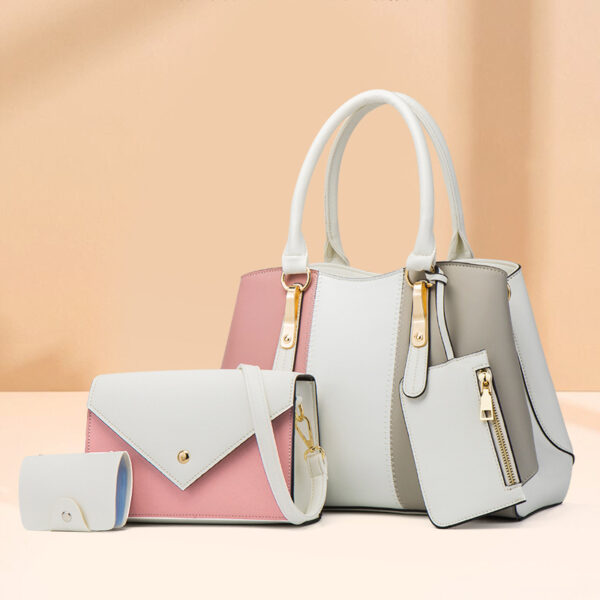 Color Block PU Leather Women’s Handbag Set