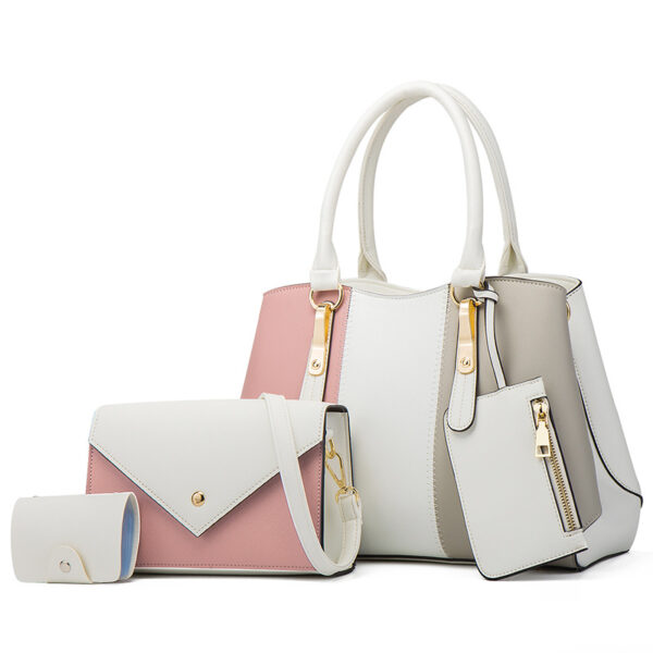 Color Block PU Leather Women’s Handbag Set