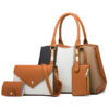 Color Block PU Leather Women’s Handbag Set