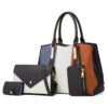 Color Block PU Leather Women’s Handbag Set