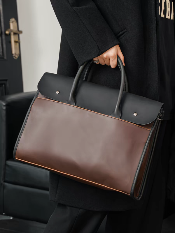 Urban Elite: Minimalist Two-Tone Business Briefcase