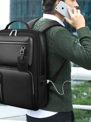 Multi-Compartment USB Laptop Backpack with Shoe Pocket 15.6 Inch