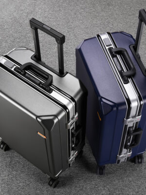 Expandable Aluminum Frame Luggage Set 24 28 Inch with USB Charging Port