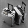 Expandable Aluminum Frame Luggage Set 24 28 Inch with USB Charging Port