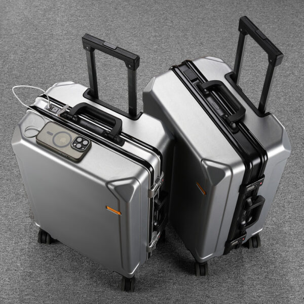 Expandable Aluminum Frame Luggage Set 24 28 Inch with USB Charging Port