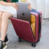 Vintage Retro Aluminum Luggage Set 3-Piece 20 24 28 Inch with Leather Trim