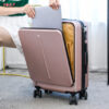 Vintage Retro Aluminum Luggage Set 3-Piece 20 24 28 Inch with Leather Trim
