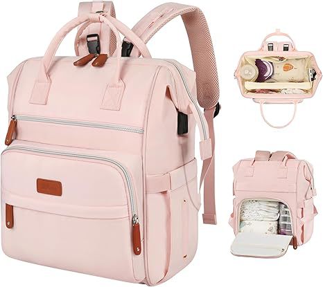 Multi-Function Diaper Bag Backpack with Changing Pad and Insulated Pockets