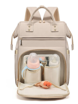 Messenger-Style Diaper Bag Crossbody with Insulated Bottle Holders Gray Unisex
