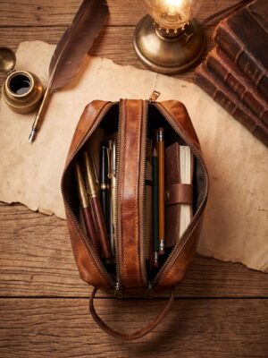 Portable Makeup Brush Organizer Toiletry Pouch with Adjustable Dividers