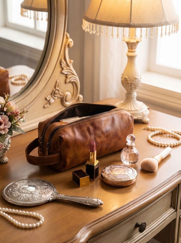 Portable Makeup Brush Organizer Toiletry Pouch with Adjustable Dividers