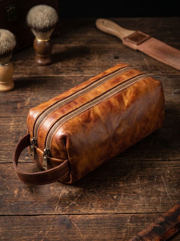 Portable Makeup Brush Organizer Toiletry Pouch with Adjustable Dividers