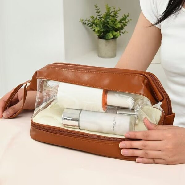 Luxury Velvet Toiletry Jewelry Travel Case 2-Layer with Mirror Vegan Leather
