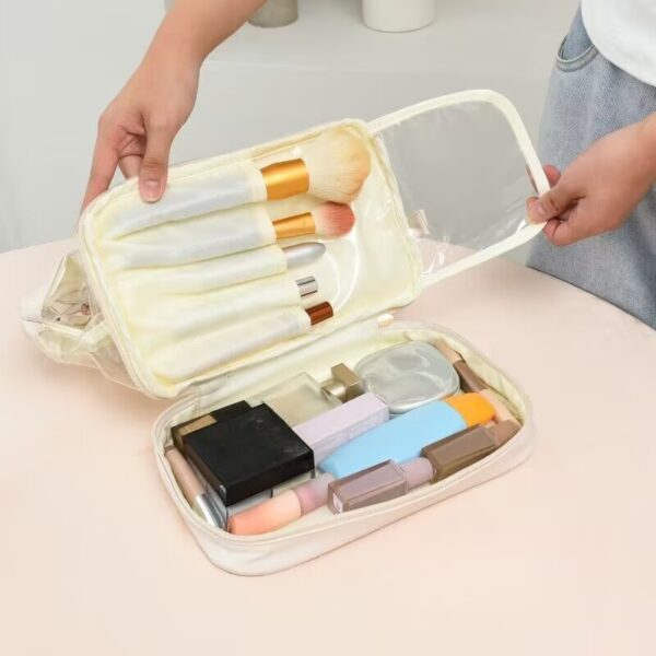 Luxury Velvet Toiletry Jewelry Travel Case 2-Layer with Mirror Vegan Leather