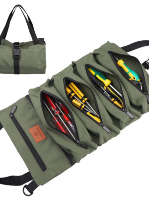Multi-Purpose Technician Tool Bag with Detachable Parts Tray and LED Light