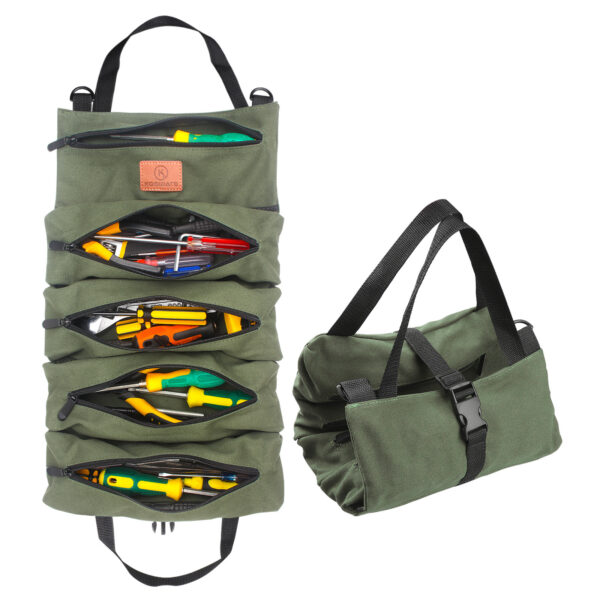 tool-9-4 Multi-Purpose Technician Tool Bag with Detachable Parts Tray and LED Light