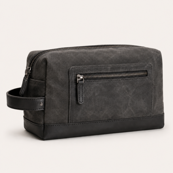 Custom Waxed Canvas Men’s Dopp Kit with Side Handle – OEM/ODM Toiletry Bag