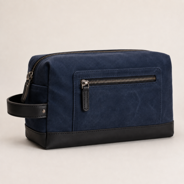 Custom Waxed Canvas Men’s Dopp Kit with Side Handle – OEM/ODM Toiletry Bag